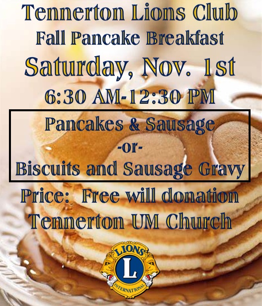 Pancake Breakfast -Tennerton Lions Club